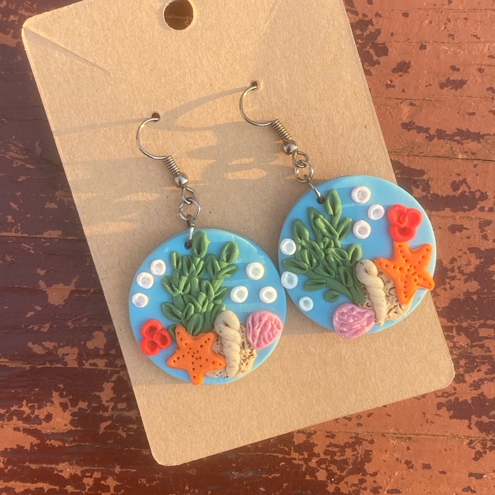 Under the sea polymer clay earrings